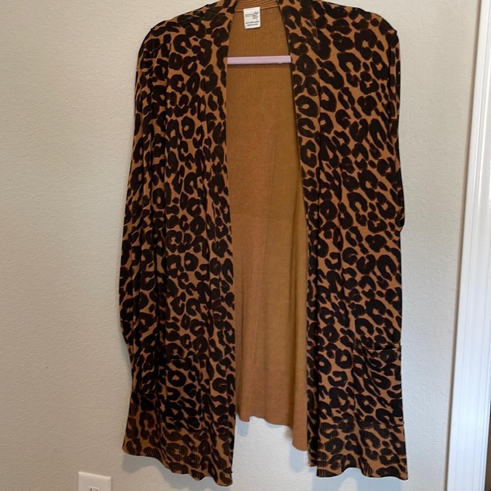 Terra & Sky Leopard Print Cardigan Size 2X